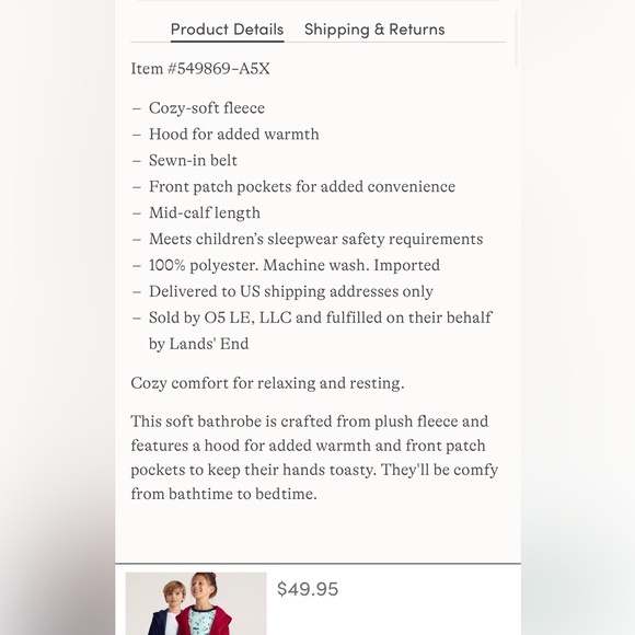 Land’s End Plush Robe with Hood - Picture 9 of 9